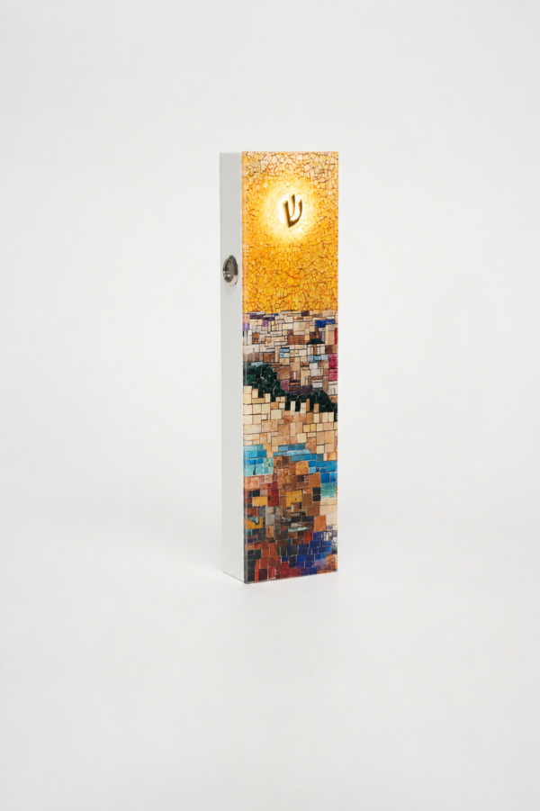 Jerusalem Gold illuminated mezuzah case